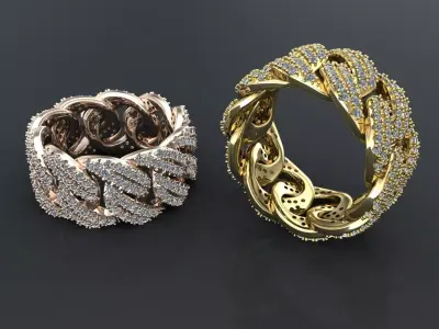 Cuban ring diamonds 3D model 3D print model