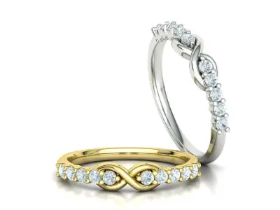 Infinity Diamond Ring 2mm stones Eternity Band  3D print model