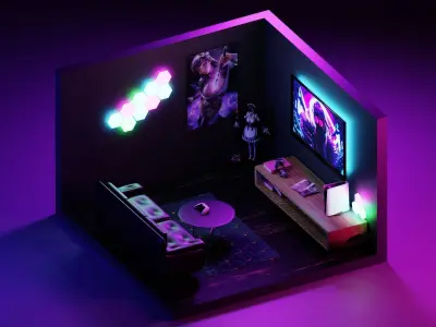 Mini Anime Gaming Room 3D model