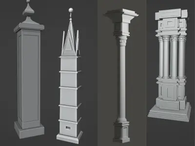 SUPER PACK PILLAR -COLUMN 3D MODELS Low-poly 3D model
