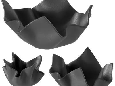 Decorative ceramic relief folded vases 3D model