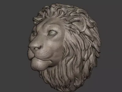 Lion Head Mounted Trophy -- Statue -- Sculpture 3D print model