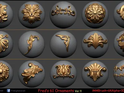 Freds ORNAMENT BRUSH - IMM-3DModels-4kAlpha Low-poly 3D model
