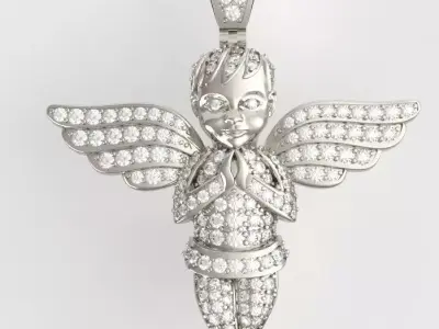 Baby Angel diamond pendant 3D print model