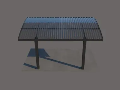 Modern One Wing Carport 3D model 3D model