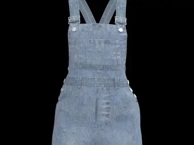 Denim overall jumpsuit 3D model