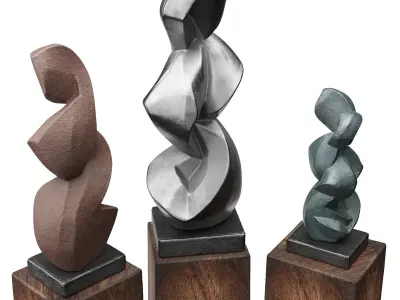 Carved cubist art sculpture Low-poly 3D model
