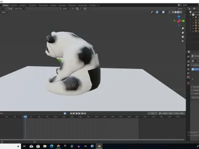 A panda computer screen showing cow 3D model