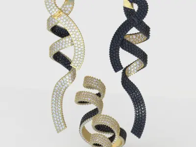 Ring and Earring Set 3D printable model 0094 3D Model Pack