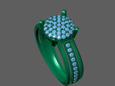 Womens Rings With Stone Ring Ready STL 3DM Models Rings women 3D print model 38