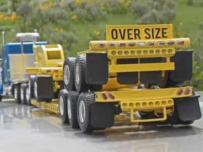 Triple axle heavy haul trailer plus 2 versions of the jeep 3D print model