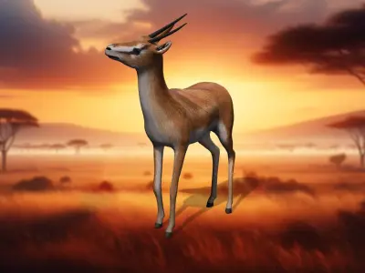 Savanna gazelle Sprinter  3D Antelope Model Low-poly 3D model
