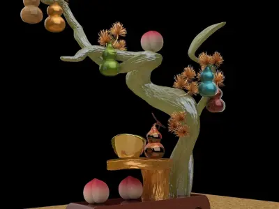 chinese gourd tree  3D model