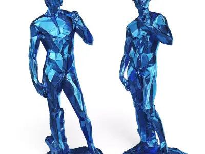 David Michelangelo Tall edges sculpture Blue 3D model