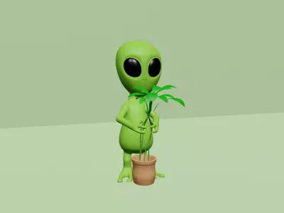 Cute Alien Vase Pot - Miniature - STL Printable 3D print model