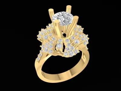 Luxury Halo Emerald and Diamond Engagement Ring for Women  1239 3D print model