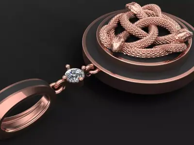 Triple Serpent Knot Pendant  High-Detail 3D Model 3D print model