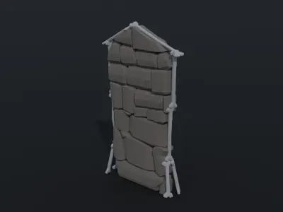 Cartoon fantasy dungeon decorative wall Polygonal Style Low-poly 3D model