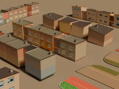 Urban City Lowpoly Asset Pack  Free low-poly 3D model