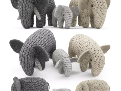 Knitted Elephants Toys 3D model
