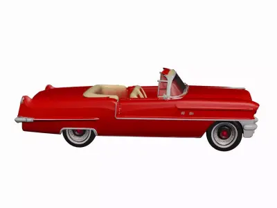 1956 Classic American Car 3D Model Red Vintage Luxury Sedan 3D model