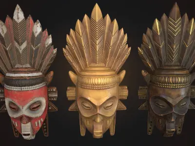 African mask 5 Low-poly 3D model