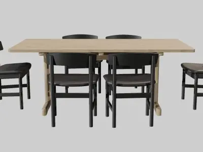 DiningSet-V-01Mogensen Table 6286 andChair 3236 Low-poly 3D model