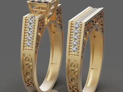 Lux ring silver gold sterling printable jewelry 3D model 3D print model 4