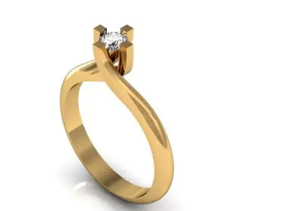 solitair ring 3D print model 8