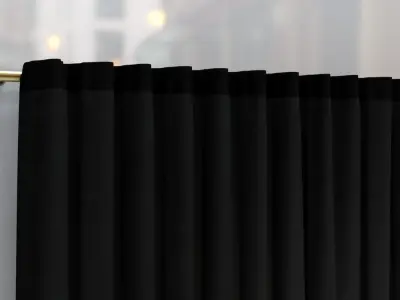 Large Curtains - Black and Brown 3D model