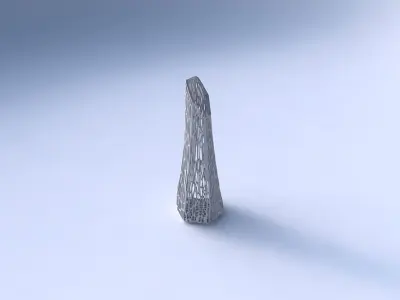 Vase top bent hexagon with fine organic lattice 3D print model