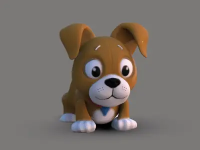 Cute Dog Cartoon  Low-poly 3D model