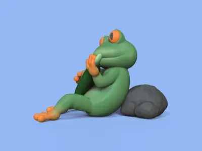 Musician Frog 3D print model