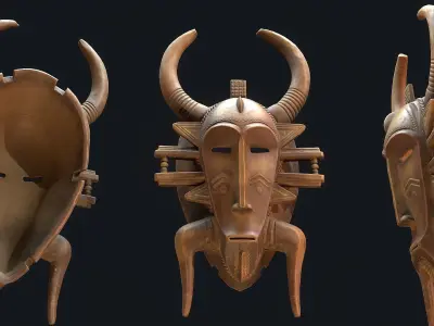 African mask 9 Low-poly 3D model