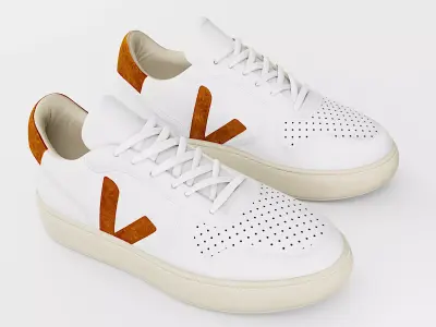 Casual Sneaker Leather Veja Style - White Caramel Low-poly 3D model