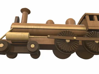 Wooden train locomotive toy 1 Free 3D model