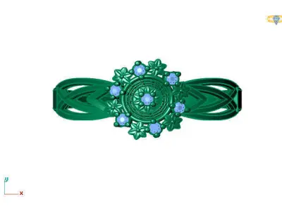Women Ring Diamond Stone STL 3DM Lightweight Printable 3D print model 10