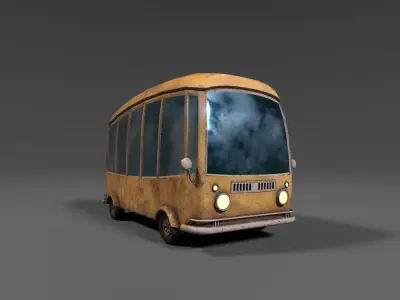 Stylized Cartoony Bus or Van - REMASTERED Low-poly 3D model