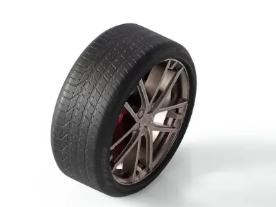 Maserati Granturismo tyre Low-poly 3D model