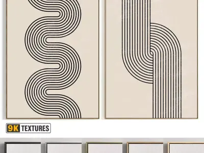 Plaster Two Photo Frame 432 Low-poly 3D model