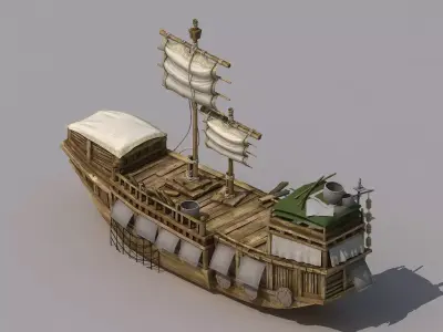 Game Traffic - Large wooden boat 2702 3D model