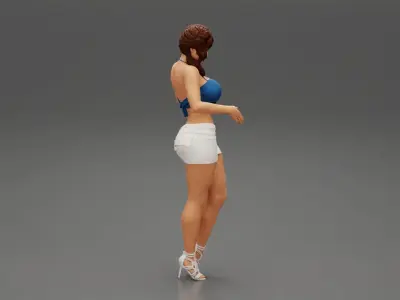 Sexy woman in short and high heels 3D print model