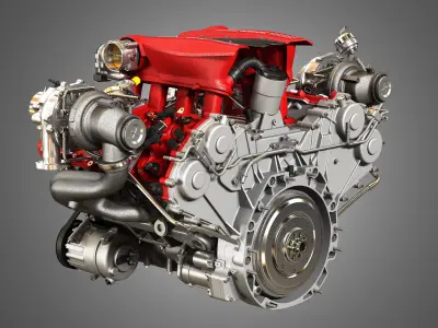 488 GTB Engine - V8 Twin Turbo Engine  3D model