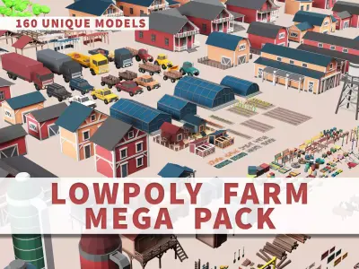 Low Poly Farm - 160 Models Mega Pack Free low-poly 3D model