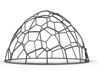 Voronoi Dome Wireframe Structure Stand Alone Pavilion 3D model