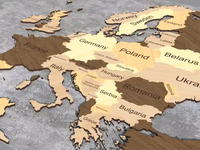 Europe Map with Country names 3D model