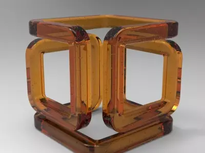 The Cube orange glass vase with square shape Free 3D model