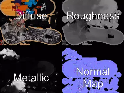 Colorful Skateboard model pack Low-poly 3D model