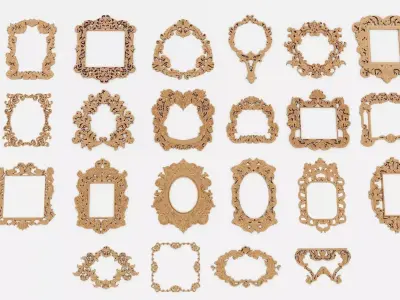 Frames for mirrors and paintings 22 pieces Set-2 3D model