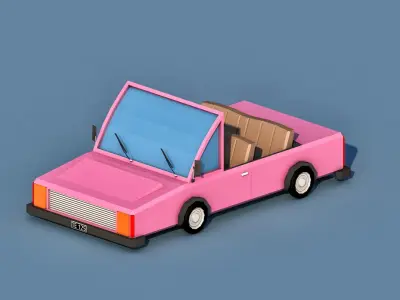 Cartoon Open Car Low-poly 3D model